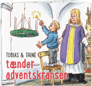 Tobias og Trine tænder adventskransen